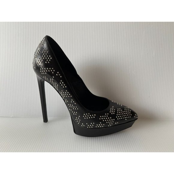 Saint Laurent Studded Black Leather Platform Pumps, Size 36 (IT), 6 (US) - Picture 1 of 11